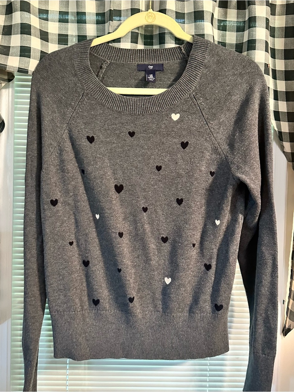 GAP Gray Crewneck Sweater with Heart Print
